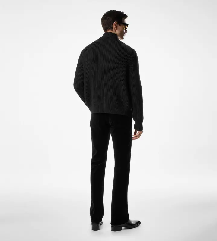 WOOL SILK SHAWL COLLAR CARDIGAN BLACK online